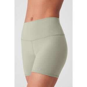 Alo Yoga Airbrush 5” Sage Green High Waist Biker Athletic Workout Shorts S